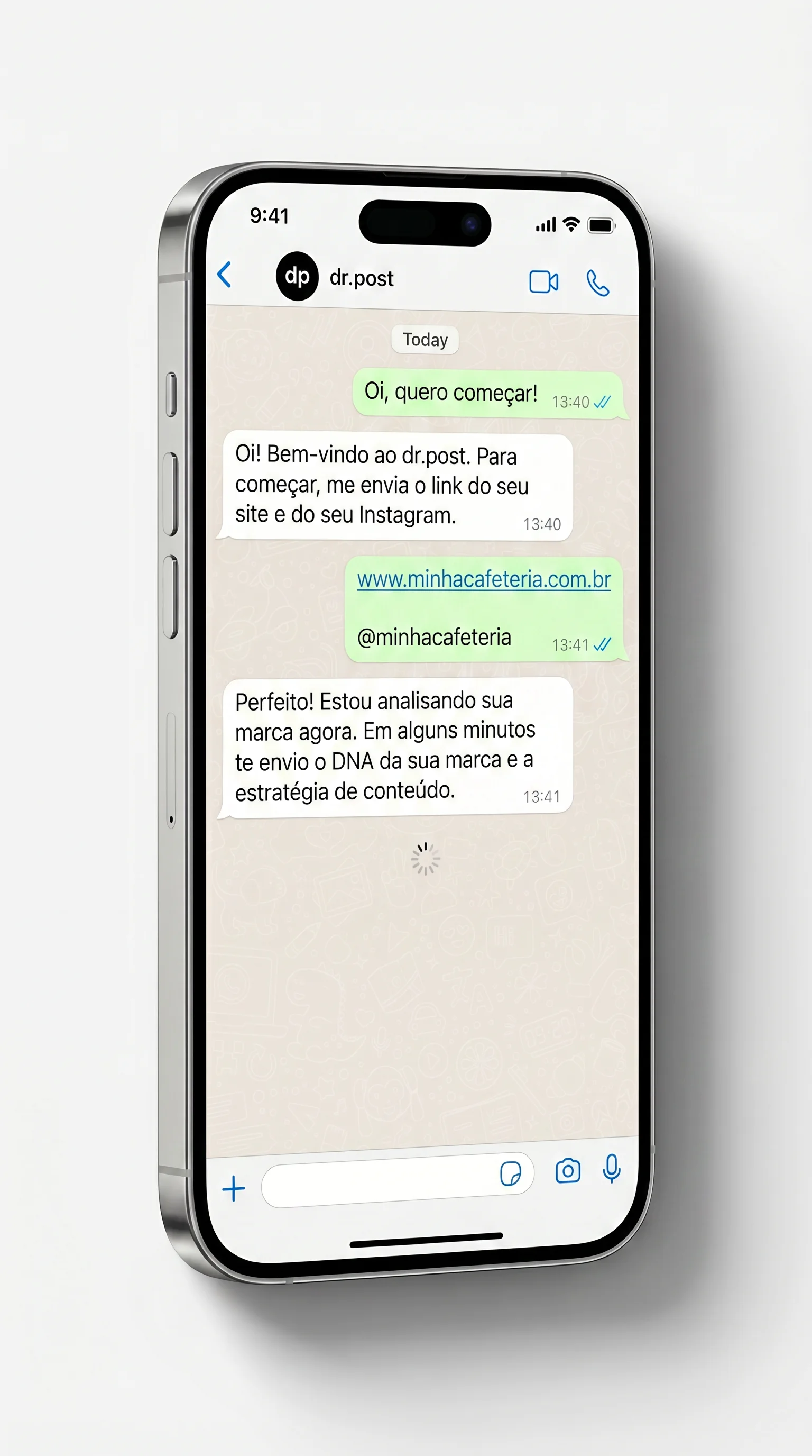 Onboarding: enviando links para o Dr.Post no WhatsApp